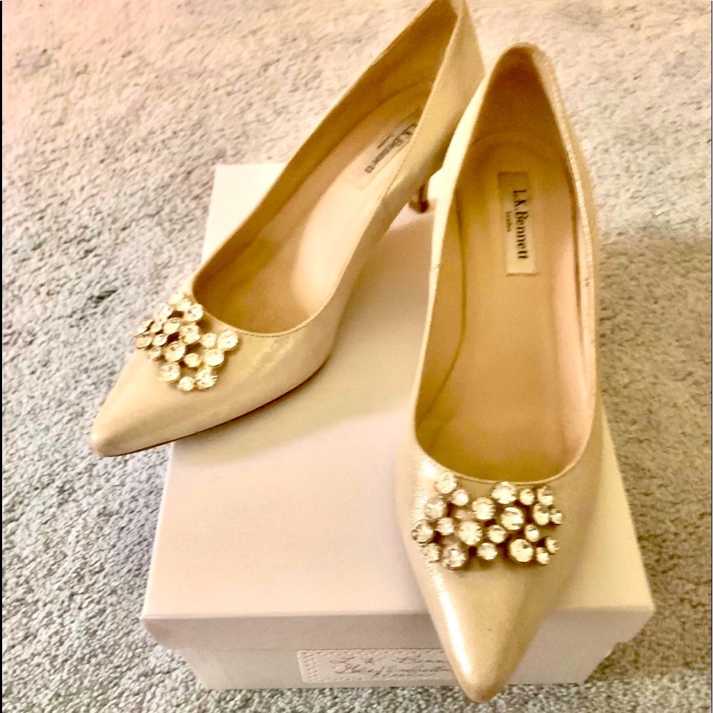 L.K. Bennett Gold Foley Pumps